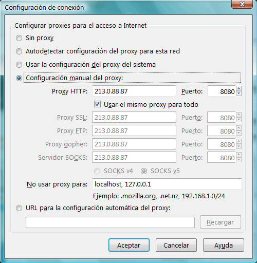 Proxy Firefox